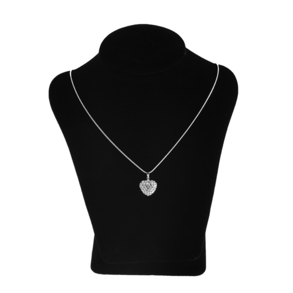 White 925 Sterling Silver Bubble Heart Necklace - Picture 4 of 4